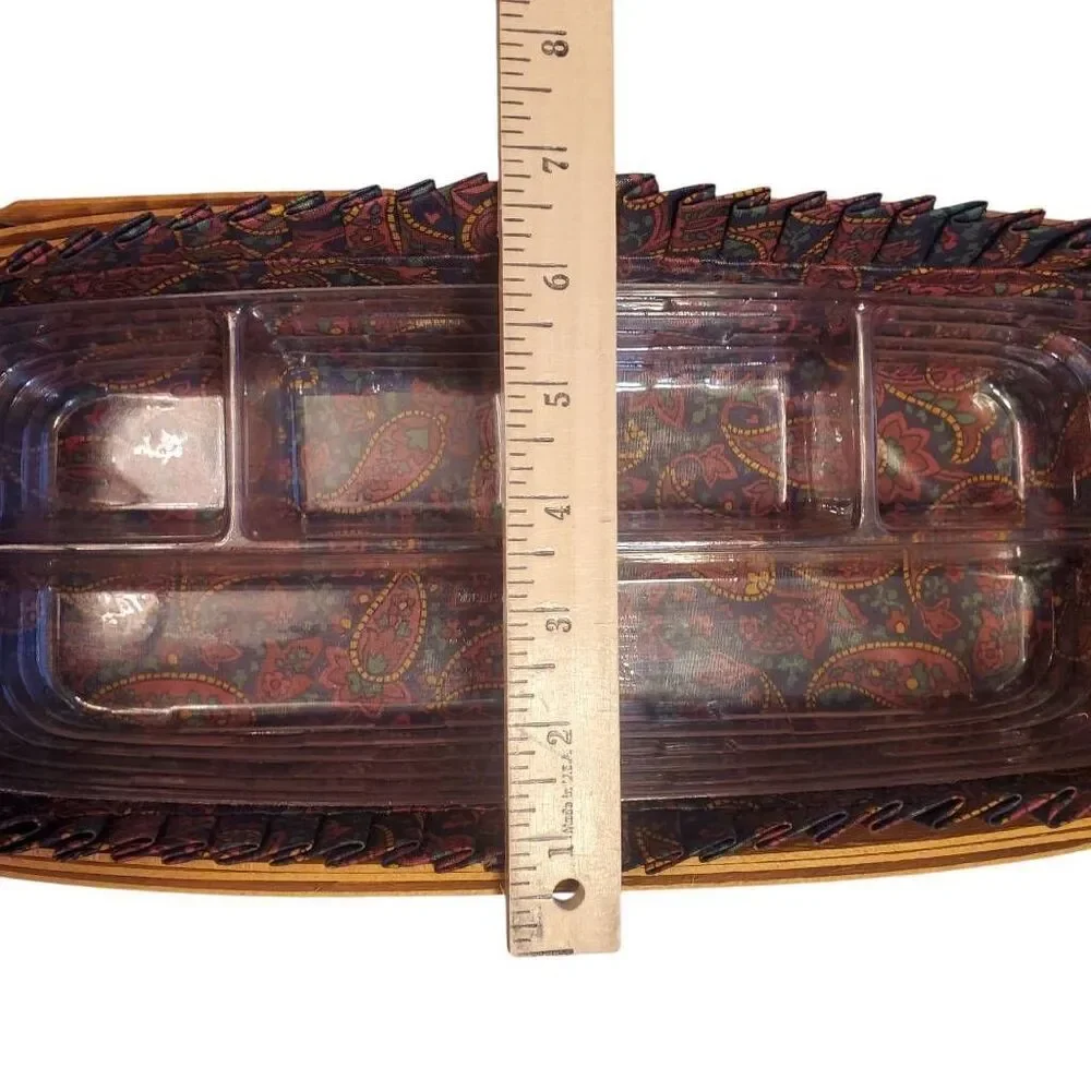 Longaberger 1997 Father's Day Striped Organizer Basket with Leather Handles - Pl